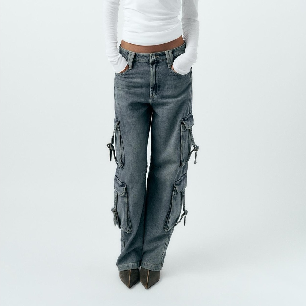 Mid-rise TRF cargo jeans